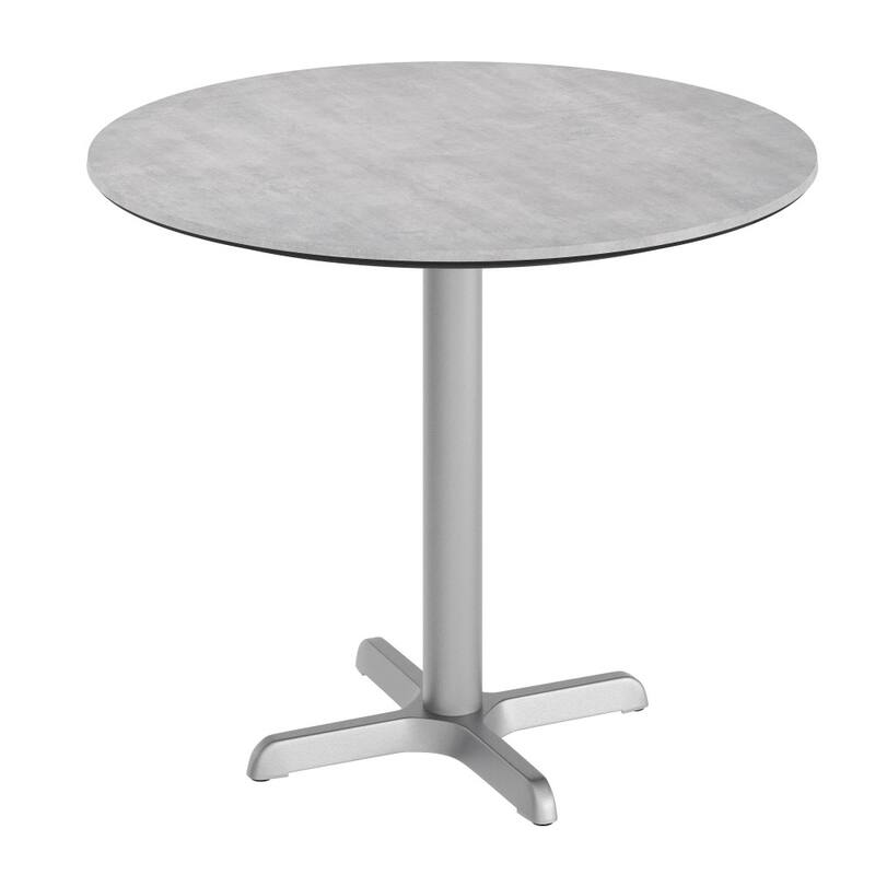 Commercial All-Weather HPL Tabletop with Crisscross Base - Gray Faux Concrete/Silver Base - 31.25"W x 31.25"D x 31.25"H