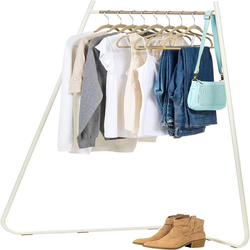 Corner Clothes Rack for Hanging Clothes - 20.1"D x 40.6"W x 59.5"H - 20.1"D x 40.6"W x 59.5"H - White