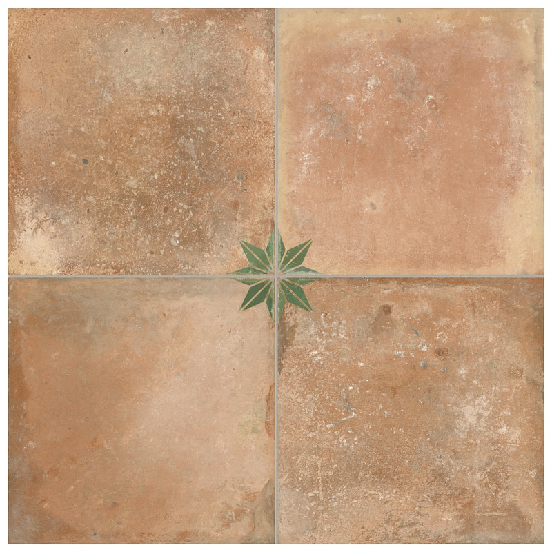 Merola Tile Kings Nonna with Sage Star 17-7/8" x 17-7/8" Porcelain Floor and Wall Tile