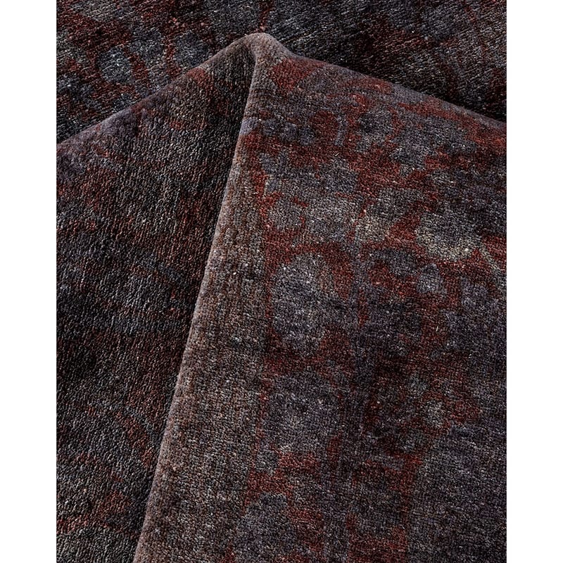 Overton Hand Knotted Wool Vintage Inspired Modern Contemporary Overdyed Brown Area Rug - 8' 2" x 10' 7"