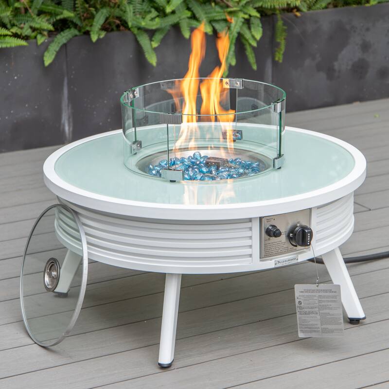 Walbrooke Outdoor Patio Furniture Set with Aluminum Frame Polyester Upholstered Seating and 37000 BTU Propane Burner