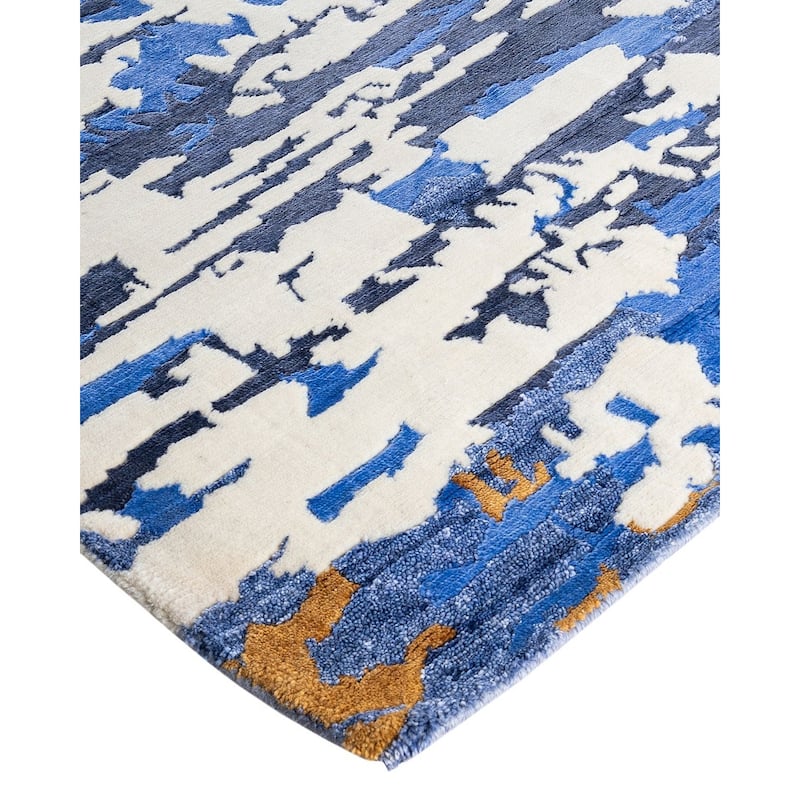 Modern One-of-a-Kind Hand-Knotted Area Rug - Ivory, 9' 2" x 12' 3" - 9' 2" x 12' 3"