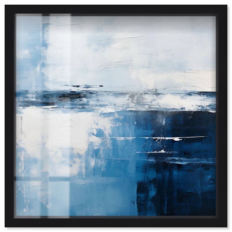 Layers of Blue Shadowbox by Art Remedy - Black - 20" x 20"