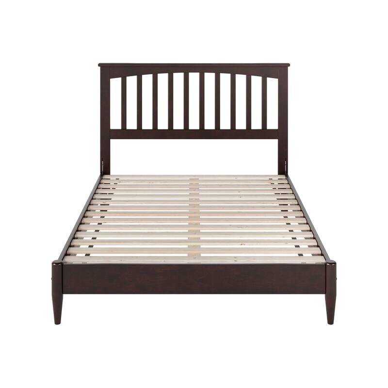 Full Solid Wood Platform Bed - Low Profile Bed Frame, Espresso Finish, Modern Design