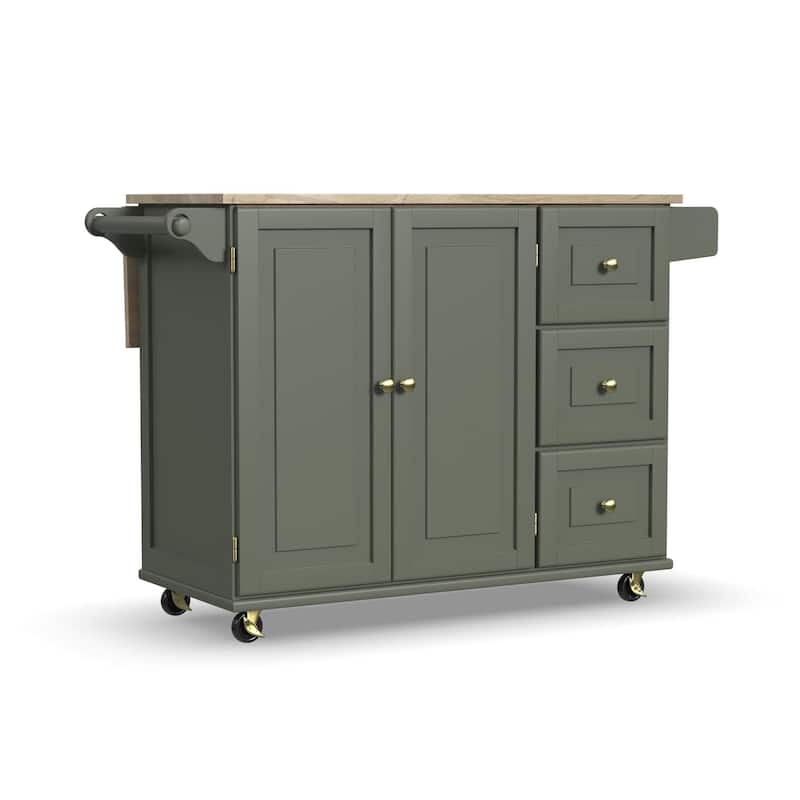 Dolly Madison Green Wood Kitchen Cart - 54" x 36" x 29"