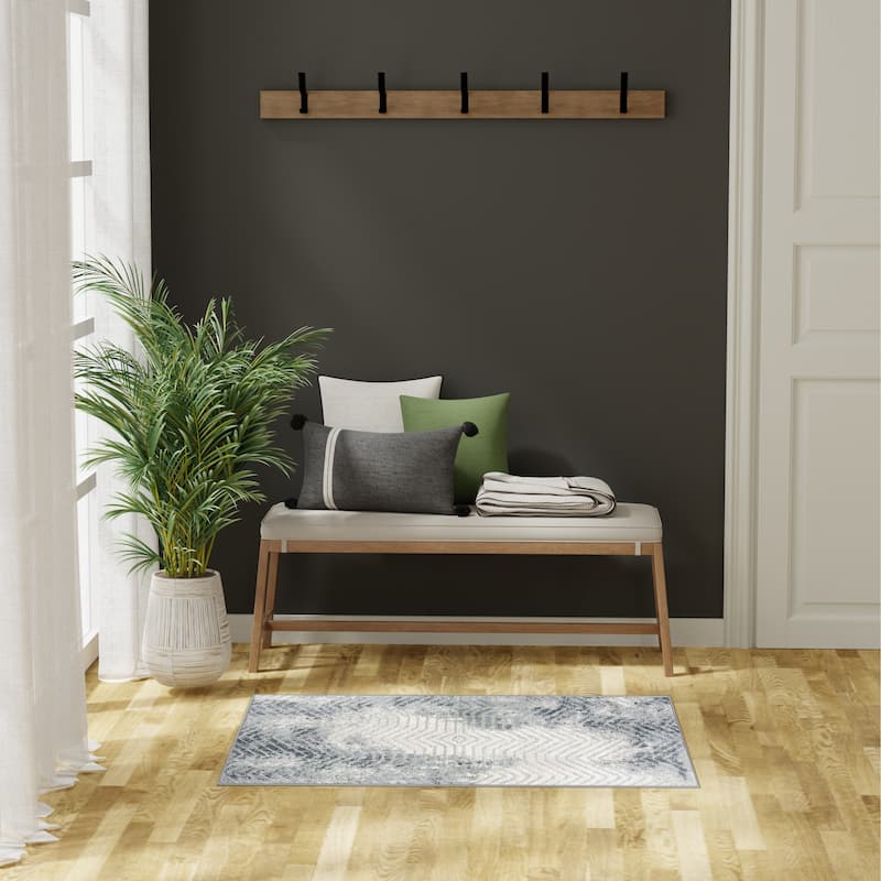 Nourison Home Dekor Indoor only Grey Persian Area Rug - Grey/Navy - 2' x 4'