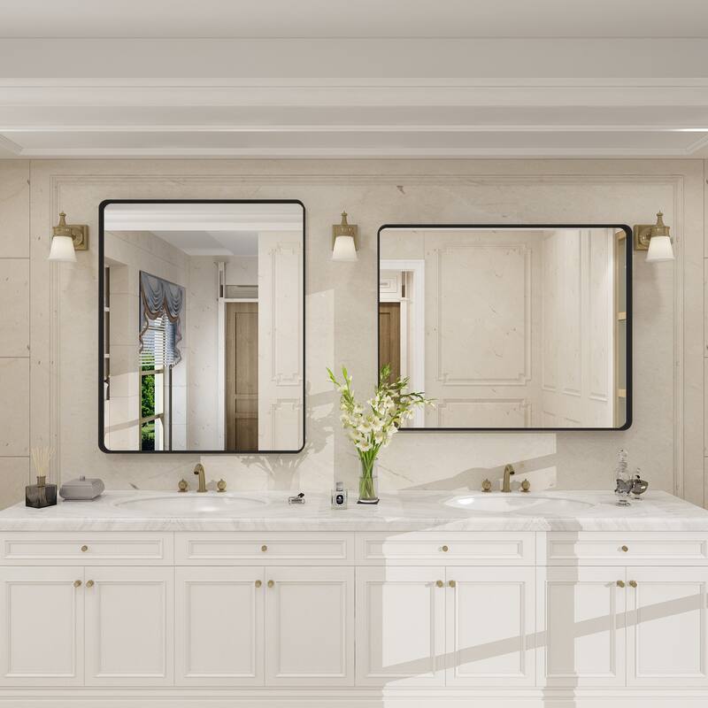 Modern Metal Frame Wall Mounted Bathroom Vanity Mirror