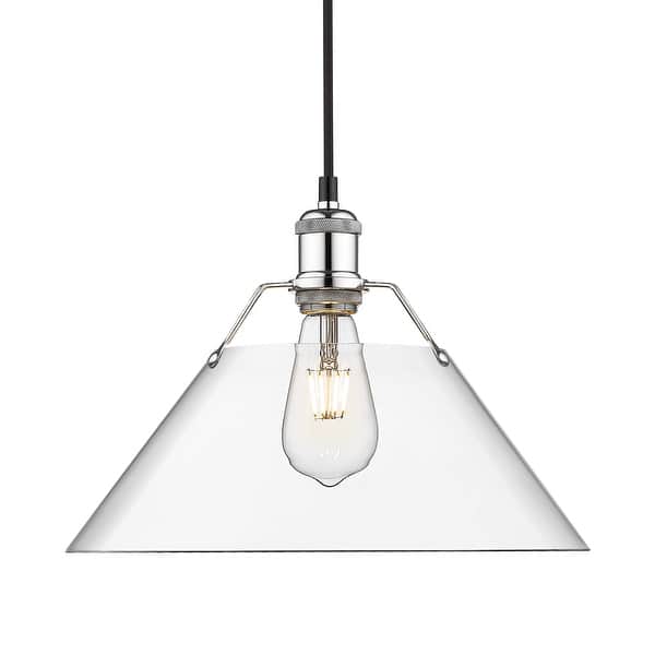 slide 1 of 1, Yep by Golden Lighting Orwell 1-light 14in Pendant in Chrome and Clear Glass - Silver