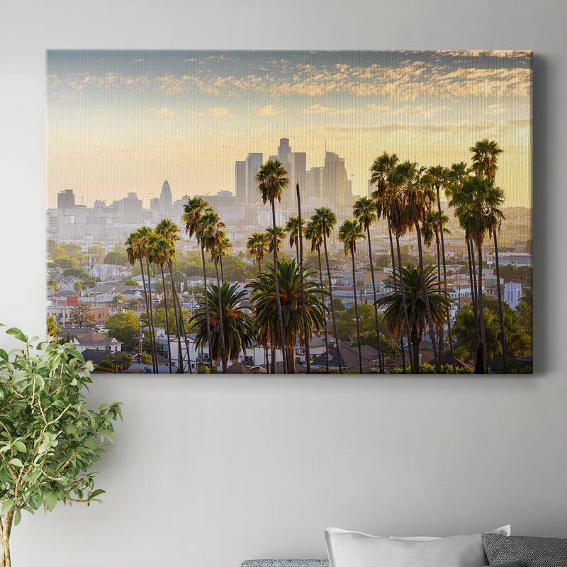 Downtown Los Angeles at sunset Premium Gallery Wrapped Canvas - Ready to Hang