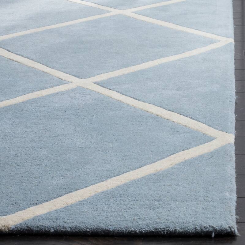 SAFAVIEH, Handmade Chatham Ezzelina Modern Moroccan Wool Rug - 2'3" x 5' - Blue/Ivory