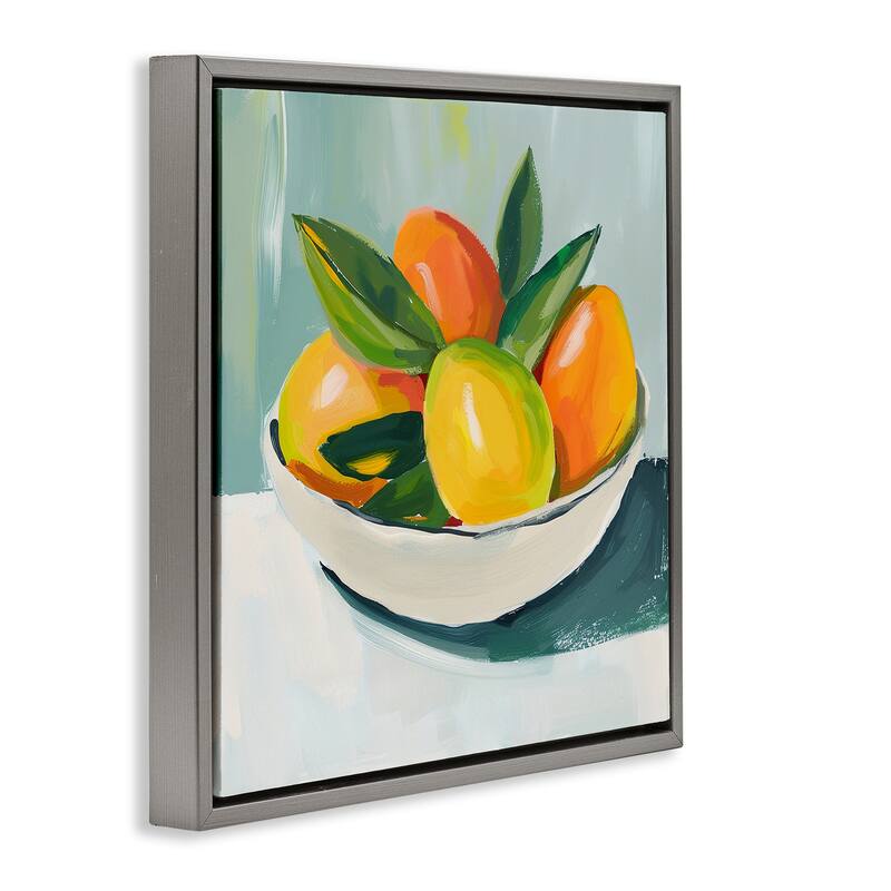 Stupell Bowl of Citrus Fruit Framed Floater Canvas Wall Art Design By Walker Noble
