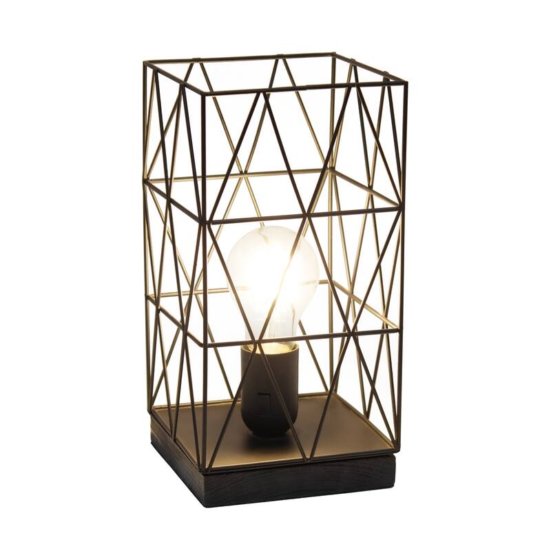 Geometric Metal Cage Table Lamp - 10" - Black