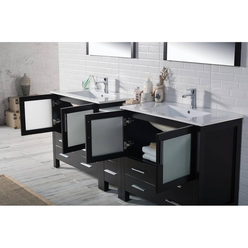 Blossom Sydney 84" Solid Wood Double Sink Bathroom Vanity with Cabinet