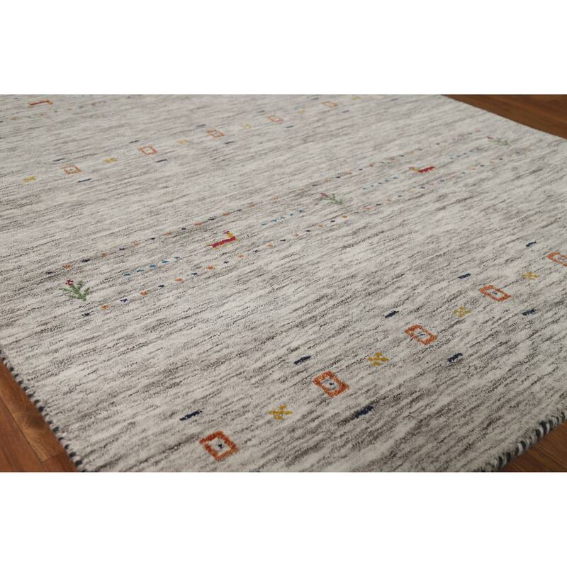 Hand Knotted Oriental 100% Wool Carpet Tribal Animal Pictorial Beige & Ivories Gabbeh Area Rug - 5' 11'' X 3' 11''