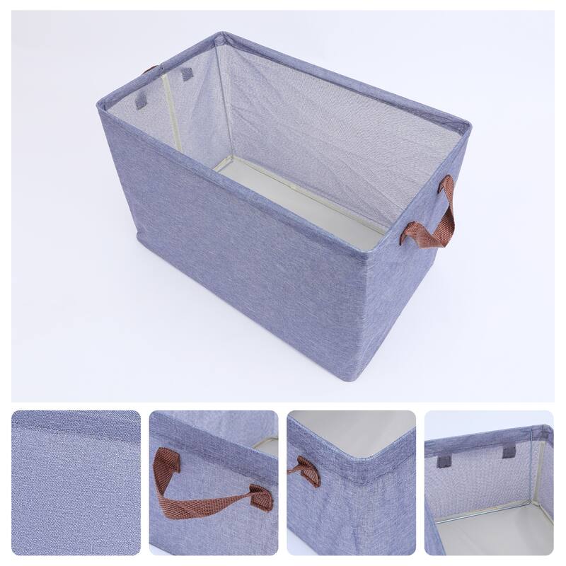 Storage Cube, Fabric Storage Bin with Handles for Shelves Closet, 1 Pack Collapsible Storage Basket for Organizing Clothes Books - Navy Blue - 19.7*12*12.6in