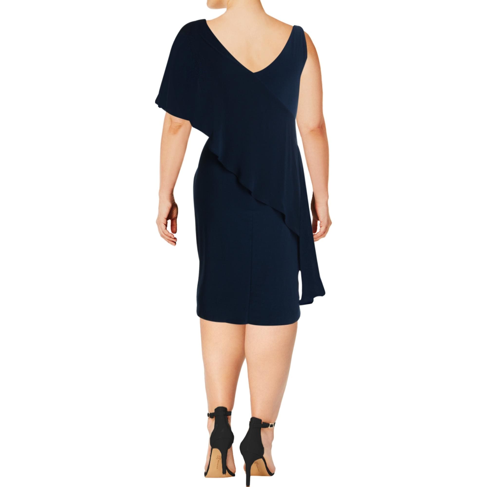 ralph lauren one shoulder cape gown