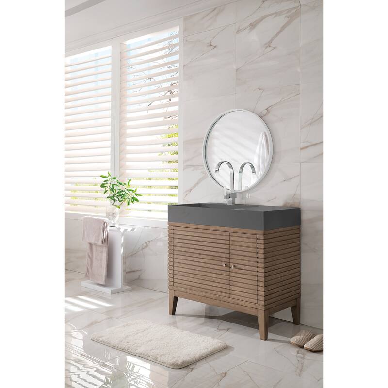 James Martin Vanities Linear 36" Single Vanity, Whitewashed Walnut