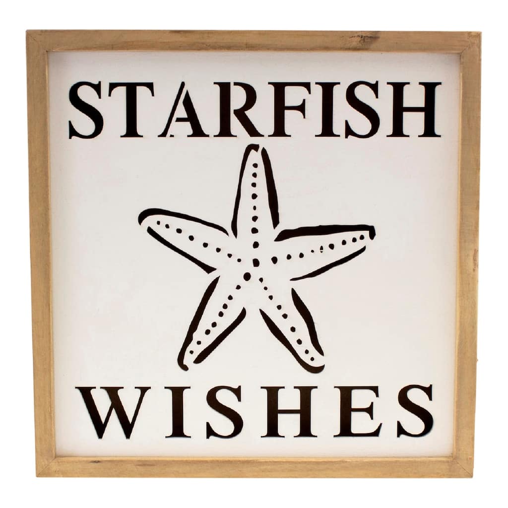 LED Lights Up Starfish Wishes Wall Plaque Cut Out Tabletop Decor 10 Inch - White