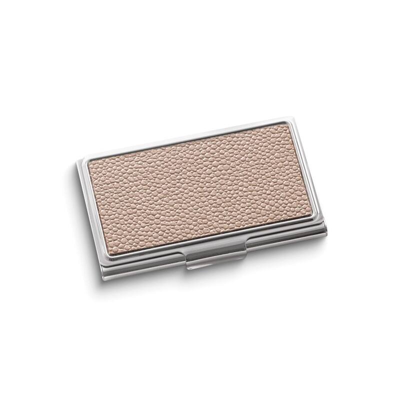 Curata Nickel-Plated Beige Stingray Design Business Card Case