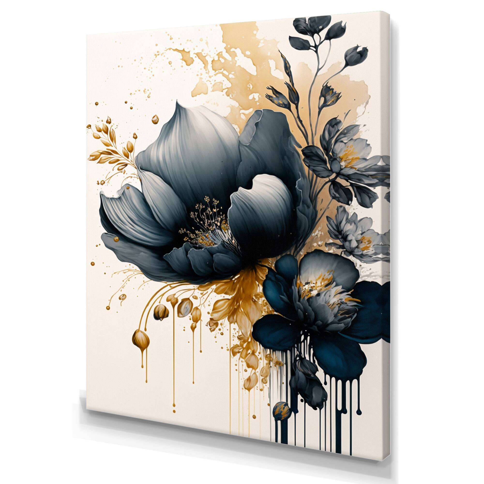 Designart 'Blue And Gold Crocus Bunch I' Floral & Botanical Canvas Wall ...