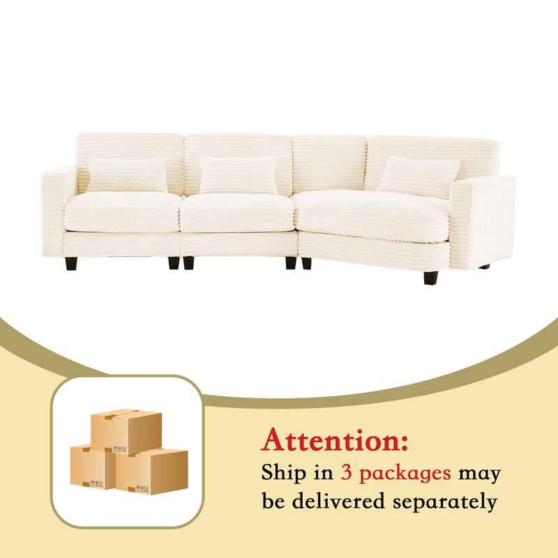 Multi-seat(3/4/5 seats) Corduroy Sectional Sofa, Modular Couch for Living Room & Business