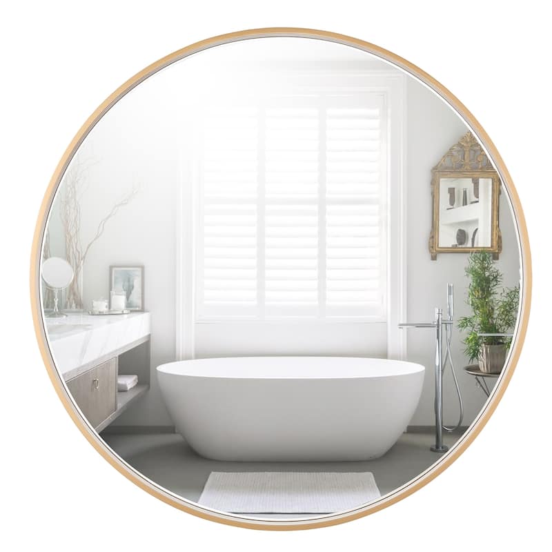 Ledel Modern Metal Framed Bathroom Vanity Mirror Round Accent Wall Mirror
