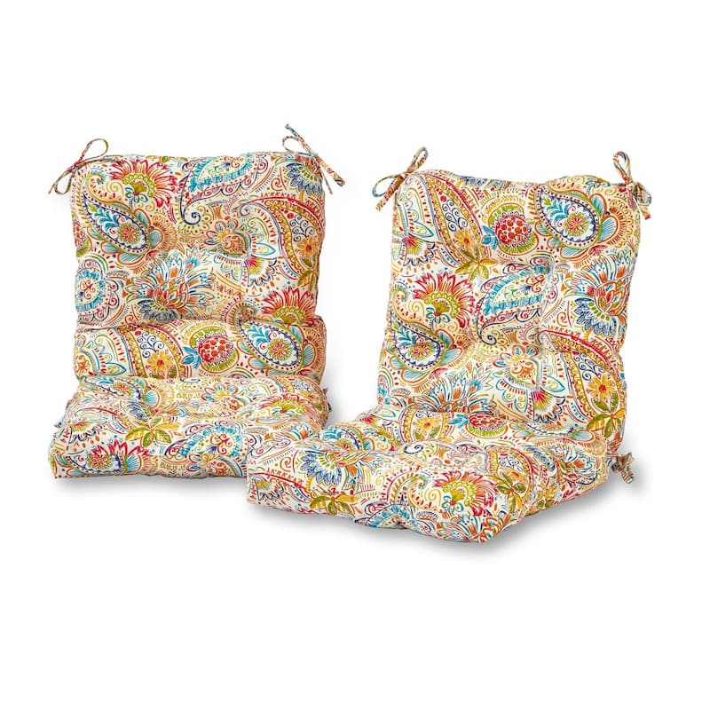 Painted Paisley 21 x 42-inch Outdoor Seat/Back Chair Cushion (Set of 2) (Cushions Only) - Jamboree