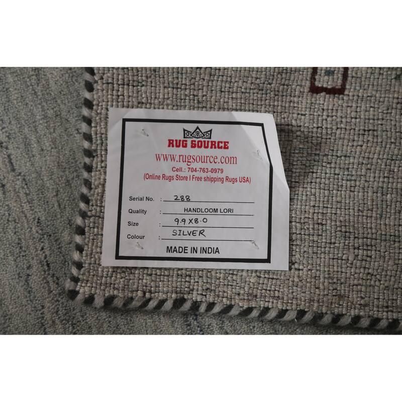 Hand Knotted Oriental 100% Wool Carpet Tribal Tribal Greys & Charcoal Gabbeh Area Rug - 9' 9'' X 8' 0''