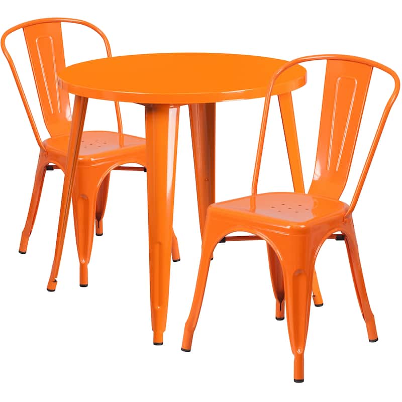 30-inch Round Metal Indoor-Outdoor Table Set
