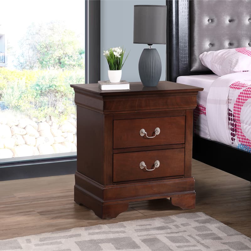 Traditional 22-in Metal Hand Holder 2-Drawer Wood Nightstand - Brown