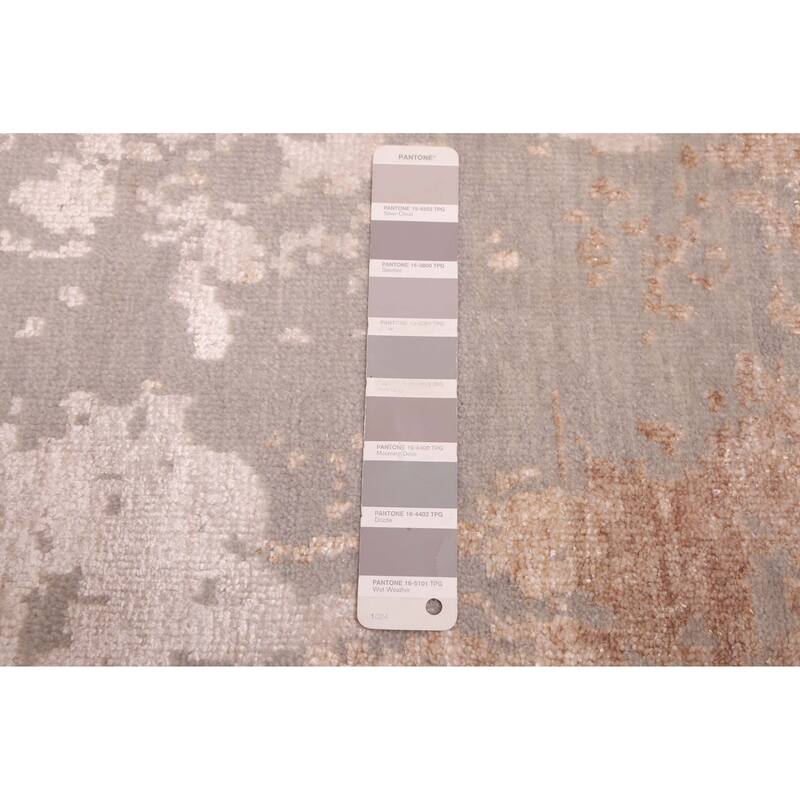 ECARPETGALLERY Hand-knotted Legacy Grey Silk, Wool Rug - 2'6 x 11'10