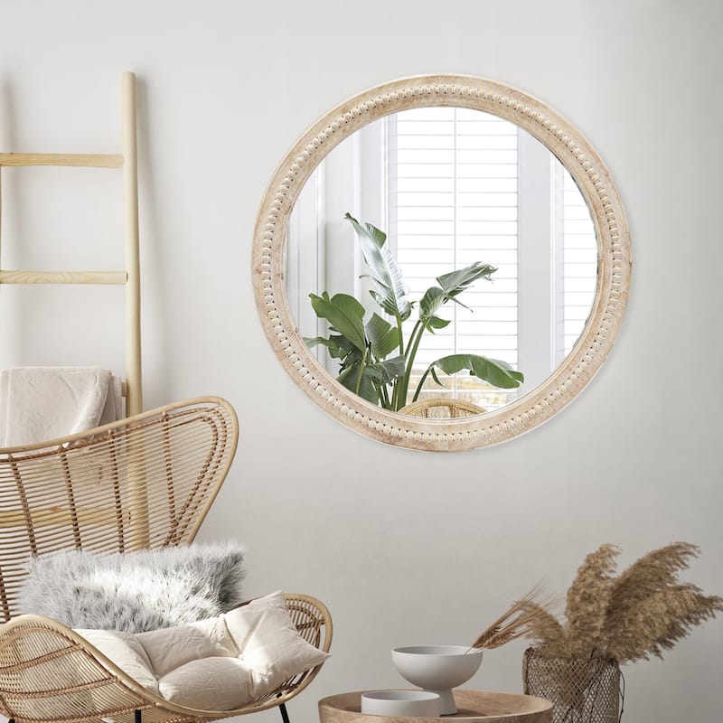 Country-Style Wooden Bead Mirror Enhances Your Home Style