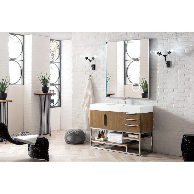 James Martin Vanities Columbia 48" Single Vanity, Latte Oak with Brushed Nickel Hardware