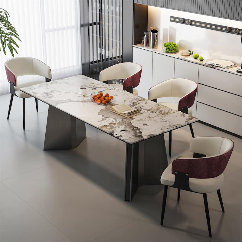 Dining Chairs Set Microfiber Leather Kitchen Dining Chairs Upholstered Padded Wide Seat