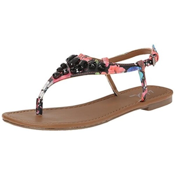 Wild Pair Womens Frazier Thong Sandals Faux Leather T-Strap
