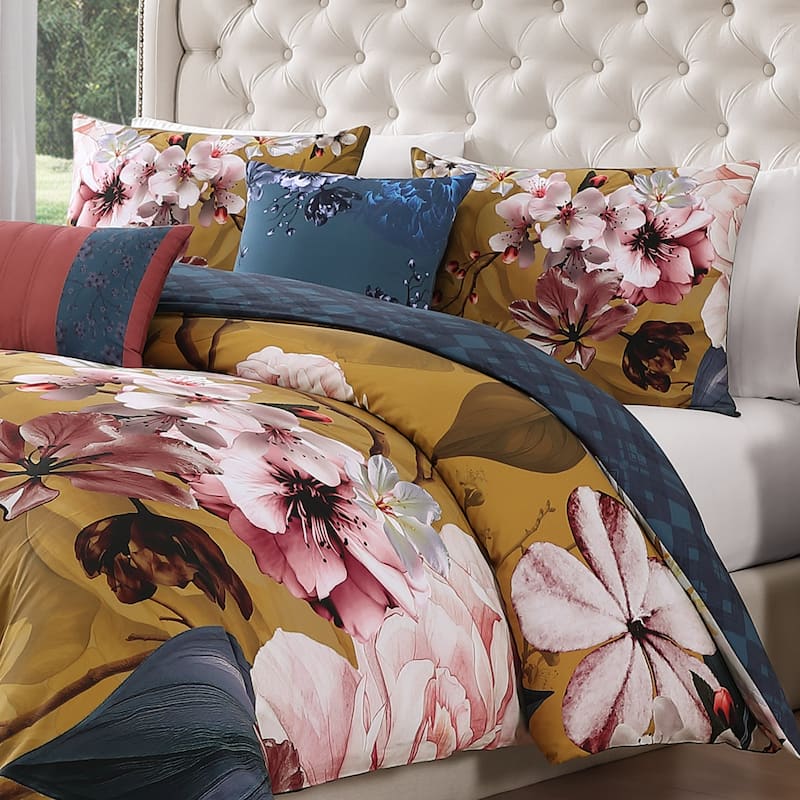 Bebejan Golden Bounty 100% Cotton Sateen 5 Piece Reversible Comforter Set