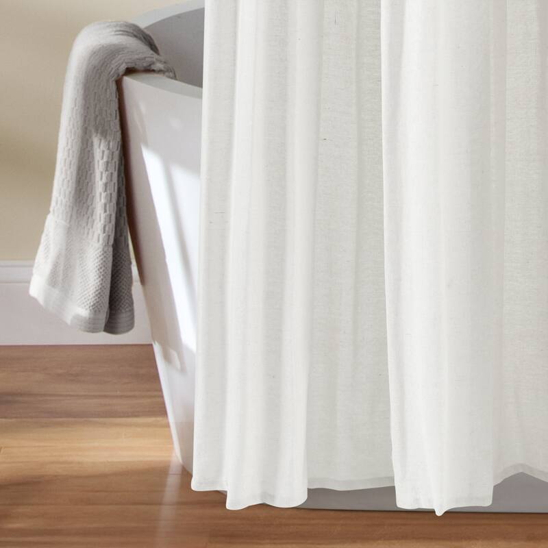 Lush Decor Two-tone Linen Button Shower Curtain