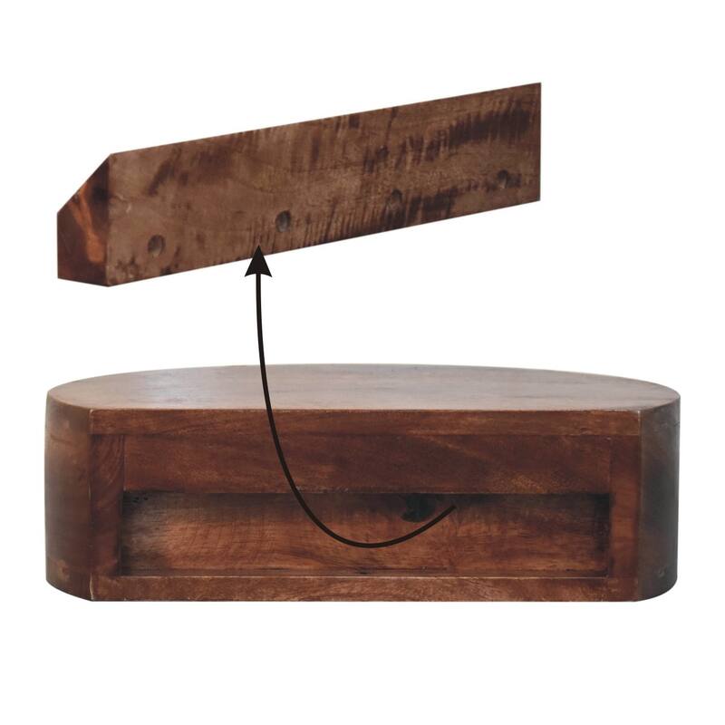 Artisan Furniture Solid Wood Honey Caramel Wall Mounted Rounded Bedside ,Brown, 1 drawer