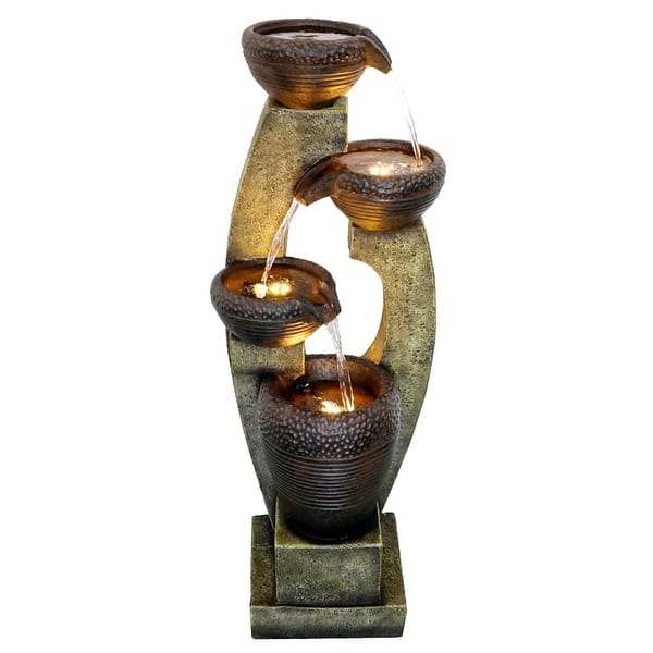 40-inch H Outdoor Water Fountain w/ LED Lights Floor-Standing Fountain