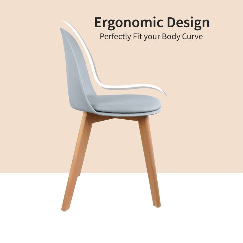 Set of 2 Modern Plastic Side Chairs with Wire Chrome Legs Ergonomic Dining Chairs for Kitchen, Dining Room, Office & Living Room