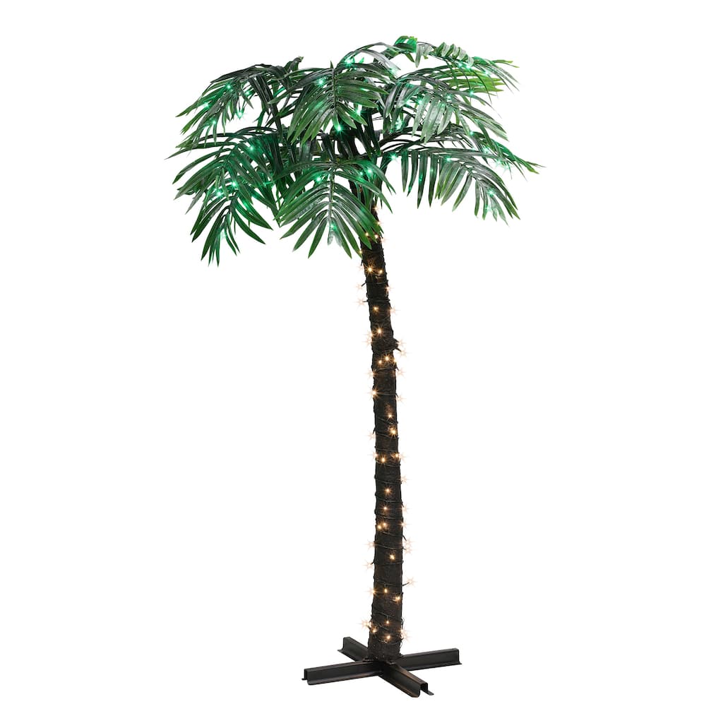 Puleo International 8' Pre-Lit Palm Tree