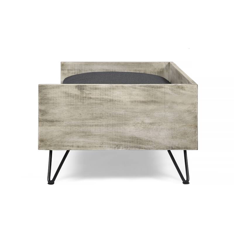 Roomfitters Modern Dog Bed with Cushion, Elevated Pet Sofa with Hairpin Legs for Living Room Decor, Dark Gray