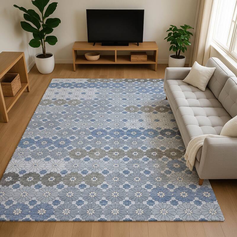 Premium Washable Super Soft Whimsy Mosaic Mayfield Rug - Denim - 10' x 14'