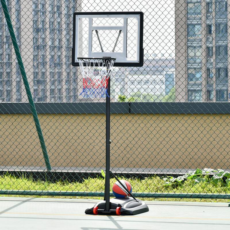 Basketball Hoop Outdoor, Portable Basketball Goal, 5.5FT-7.5FT Height Adjustable with 33'' Backboard and Wheels