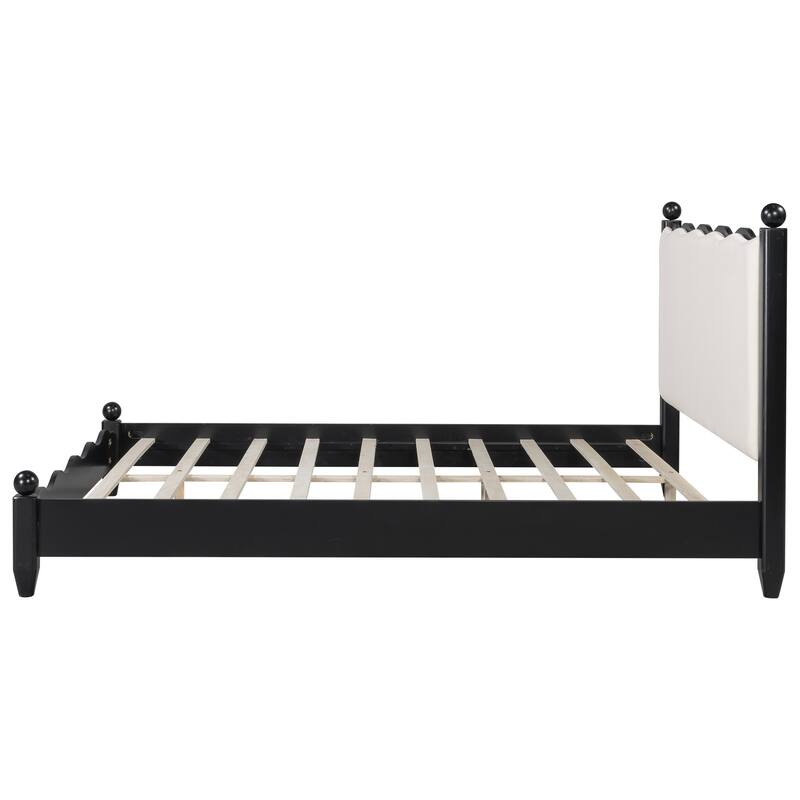 Wood Platform Bed with Upholstered Headboard by Harper&Bright Designs