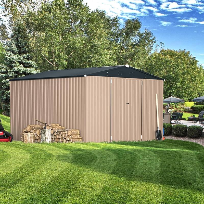 AECOJOY Outdoor Extra Large Storage Metal Shed with Lockable Doors