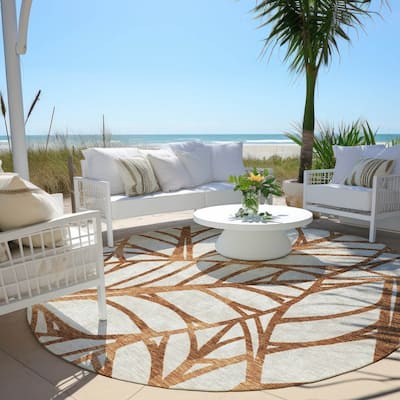 Machine Washable Indoor/ Outdoor Chantille Modern Palms Rug