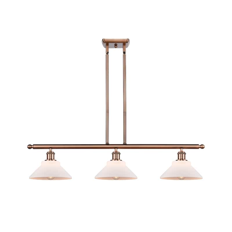 Innovations Lighting Orwell 3 Light 36" Wide Linear Chandelier - Antique Copper / Matte White