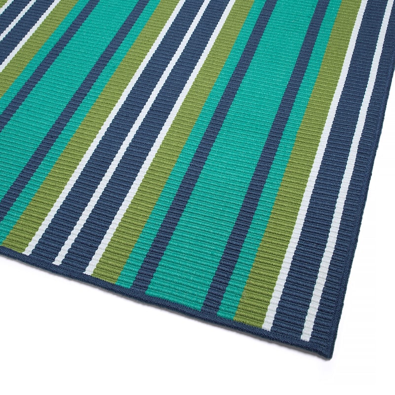 Voavah Teal Hand-Made Flatweave Indoor/Outdoor Area Rug