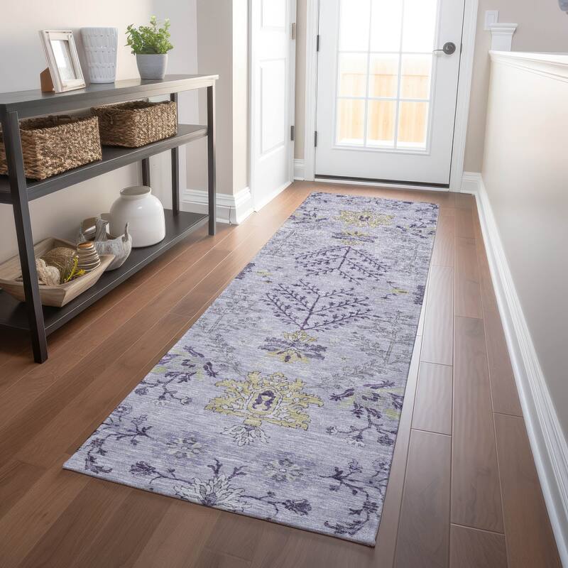 Machine Washable Indoor/ Outdoor Boho Traditional Chantille Rug - Lavender - 2'3" x 7'6"